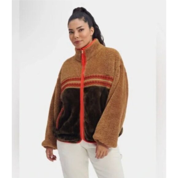 UGG Marlene Sherpa Jacket Heritage Braid Size Medium - Picture 6 of 10
